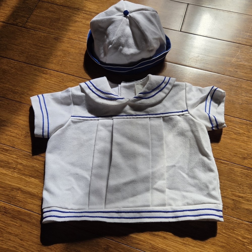 Vintage White Sailor Outfit with Blue Trim 18-24m Nautical Costume
